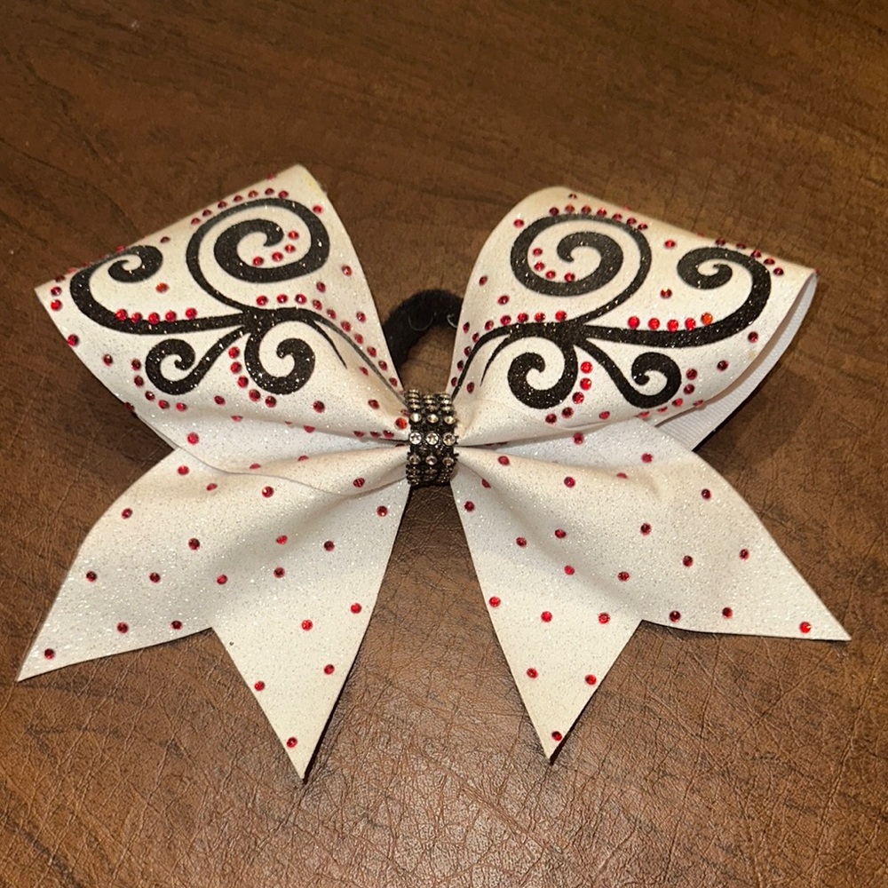White and Black Decorative Hair Bow